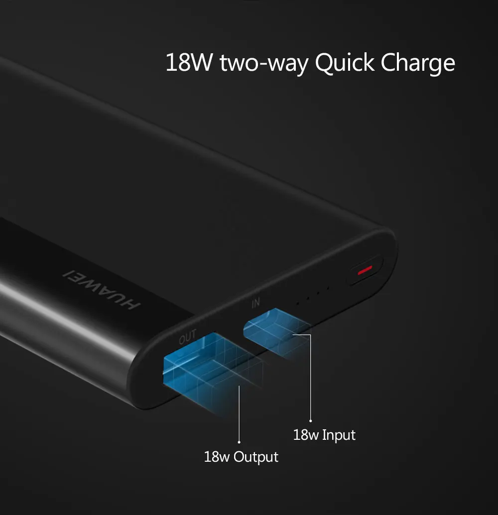 Huawei QuickCharge 10000 мАч Внешний аккумулятор Макс 18 Вт двухстороннее быстрое 9 В/2 а портативное быстрое зарядное устройство для iPhone samsung huawei