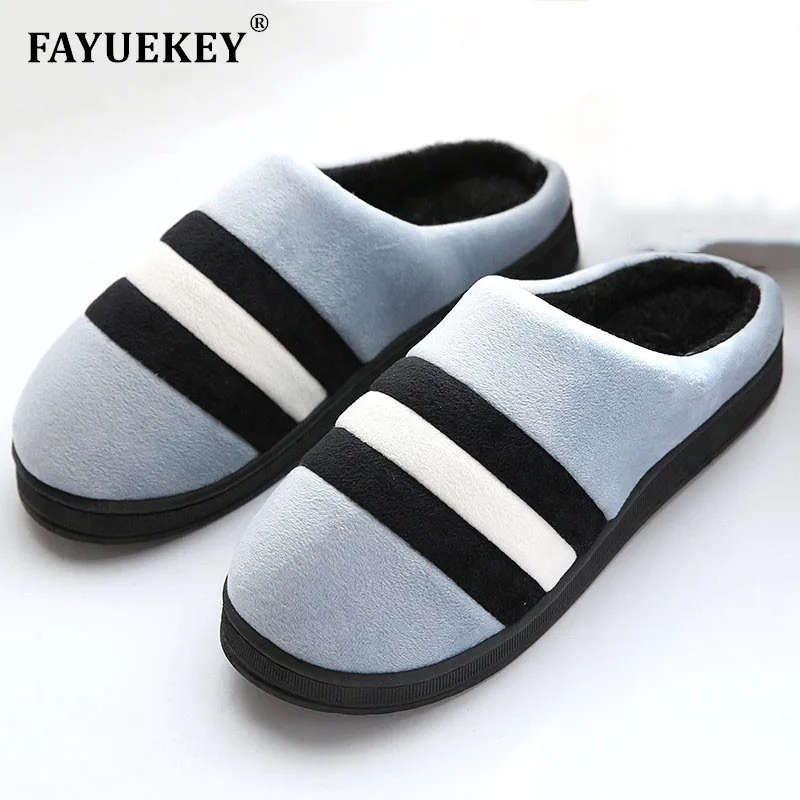 

FAYUEKEY New Autumn Winter Home Fashion Soft Cotton Plush Men Slippers Indoor\ Floor Warm Bedroom Slipper Flat Shoes Gift