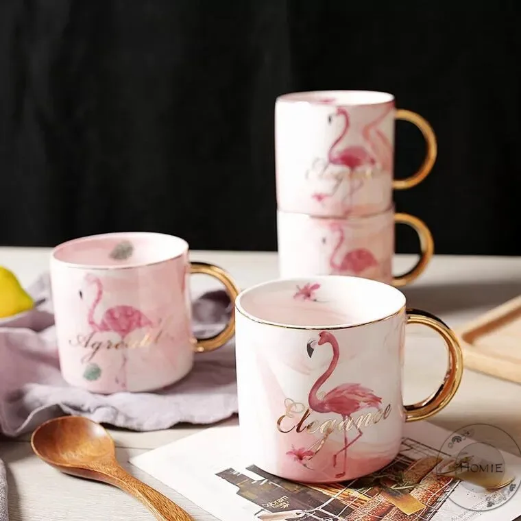 Фламинго узор натуральный мрамор фарфоровая кофейная кружка Mr and Mrs чай молоко чашки творческий подарок на свадьбу юбилей