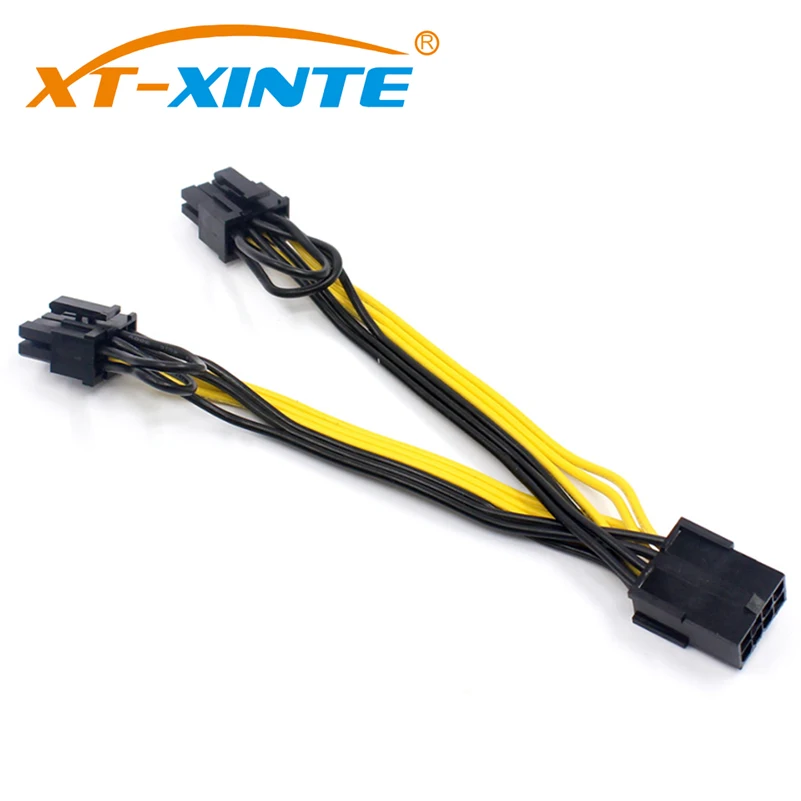 Kopen 10 Stks partij Pci E Pcie 8 P Female Naar 2 Port Dual 8pin 6 + 2 P Mannelijke Gpu Grafische Video kaart Mijnwerker Power Verlengkabel Cord 18AWG Draad