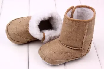 

2015 New Fashion Super Warm Winter Baby Ankle Snow Boots Infant Shoes Pink Khaki Antiskid Keep Warm Baby Shoes First Walkers