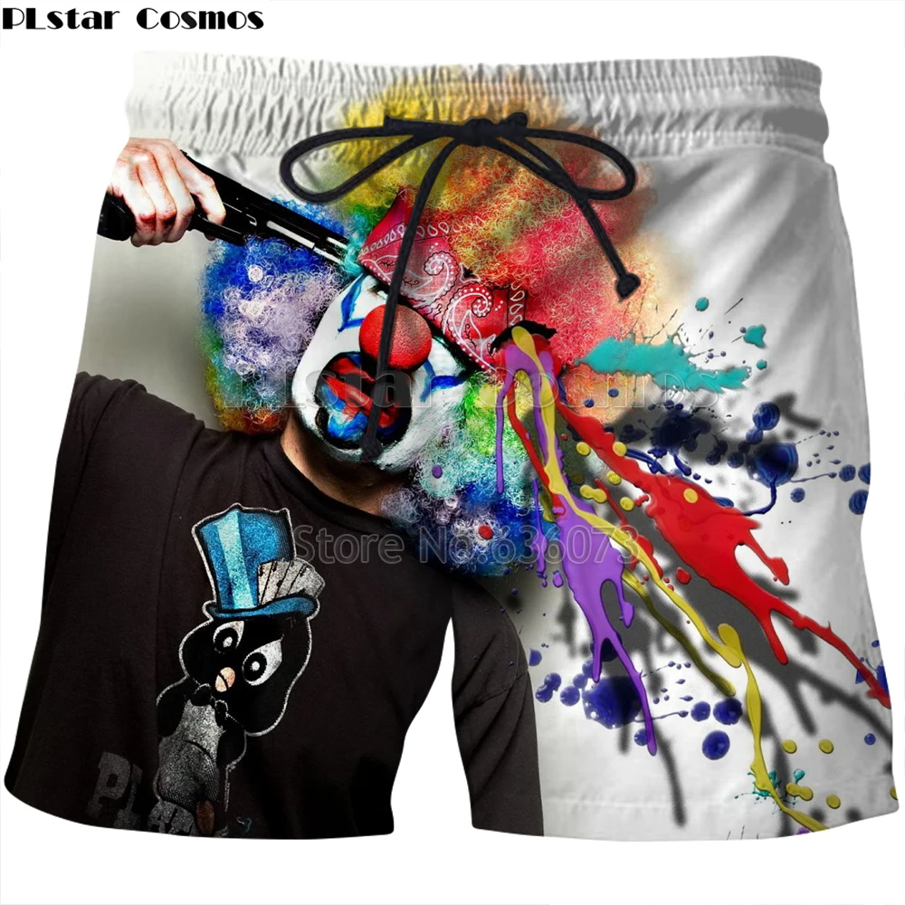 

PLstar Cosmos Drop shipping 2018 Summer new Fashion 3d shorts Clown Suicide Funny Print Mens Womens Casual Short