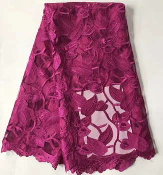 

Latest Nigerian Laces High Quality fushiapink Tulle Mesh French Embroidered Lace fuchsia African Net Mesh Tulle Lace Fabric