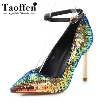 

Taoffen 5 Color New Spring Mixed Colors Women Pumps Buckle Office Lady Party Sexy High Heel Shoes Women Wedding Shoes Size 32-43