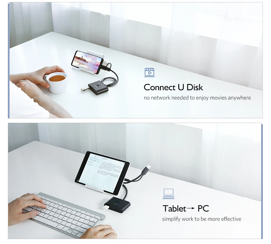 Ugreen USB 3,0 концентратор многопортовый usb-адаптер 3 USB3.0 Порты и разъёмы с микро-зарядка для MacBook, Surface Pro 6 ПК Компьютерные аксессуары USB HUB