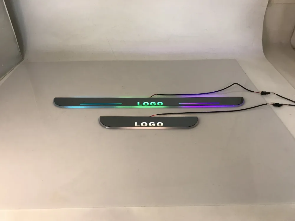 

WOOBEST acrylic led moving door scuff dynamic welcome light sill with colors changing flat plate strips for Mitsubishi 3000GT AS