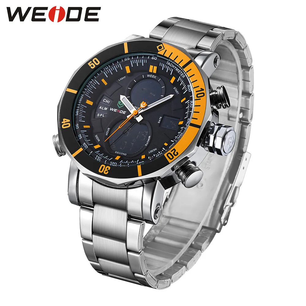 

WEIDE quartz sports wrist watch casual genuine watch stainless steel digital led bracelets 21 men watches luxury fashion casual