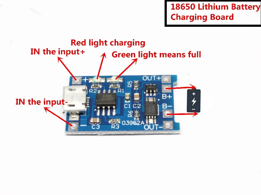 Зарядная плата TP4056 для литиевой батареи 5 В 1 А Micro USB 18650 модуль зарядного