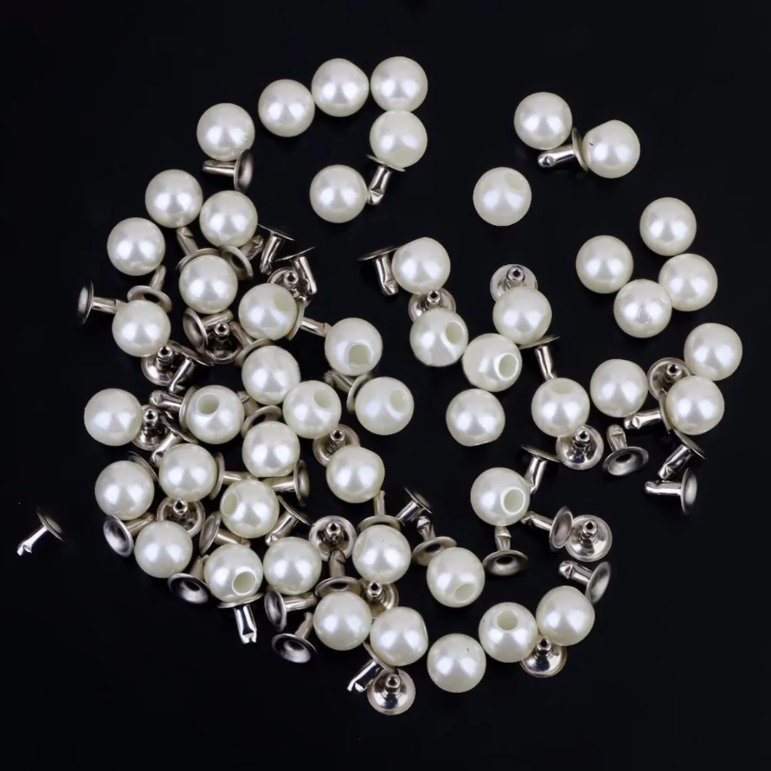 JX-LCLYL 100PC 6MM ABS Imitation Pearl DIY Garment Accessories Rivet