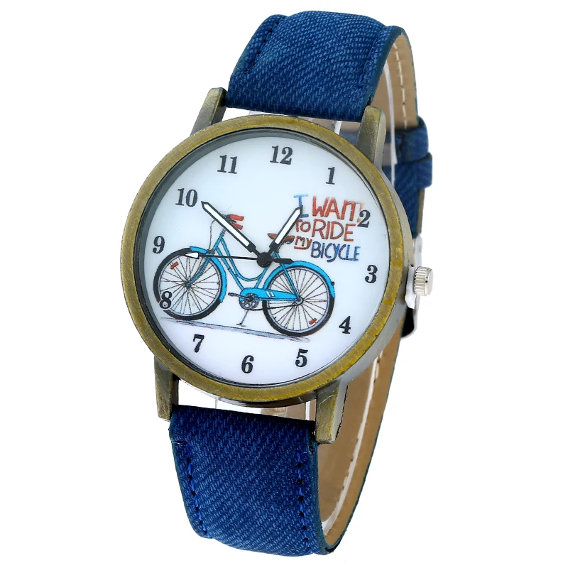 

Gnova Platinum Women Watch casual dress wristwatch blue jeans bike PU Leather reloj lady bicecly fashion Geneva style A926