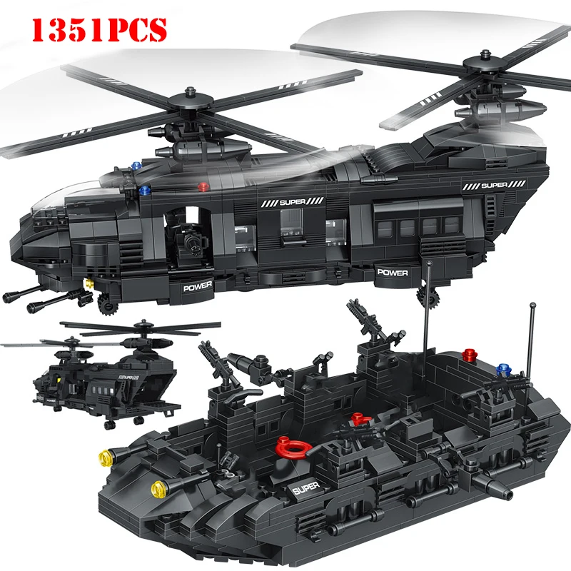 Military Army Rescue Team Helicopter Plane Compatible LEGO Building Blocks 