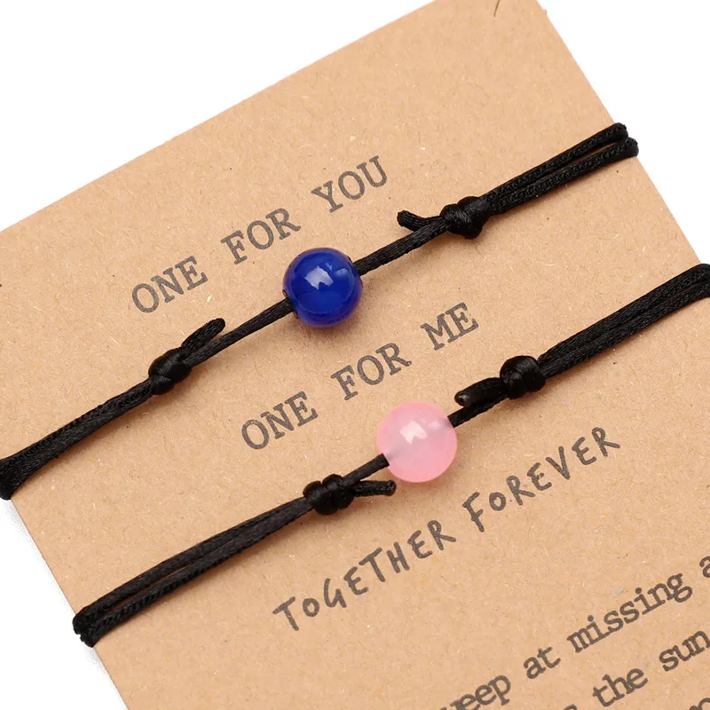 

2pcs/set Matte Lava Stone Natural Stone Bead Bracelet Red String Braiding Couple Bracelets for Men Women Wish Jewelry