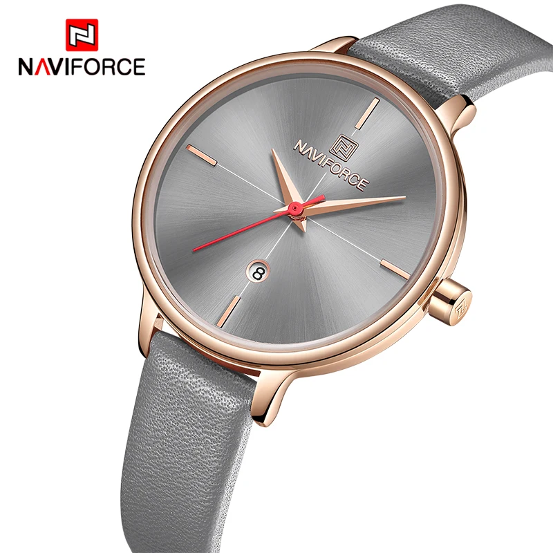Economici NAVIFORCE Donne Orologi Top Brand Di Lusso Della Vigilanza Del Quarzo Della Signora di Cuoio di Modo Orologio Impermeabile Data Della Ragazza Orologio Da Polso Regalo per la Moglie