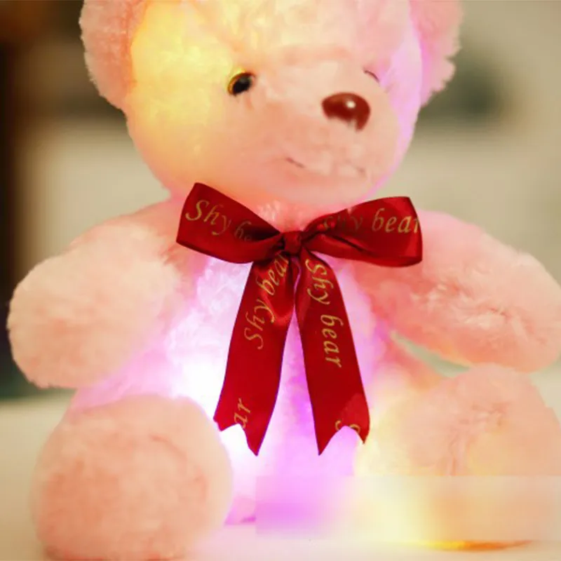 Mini oso luminoso Juguetes 25 cm suave felpa Peluches LED Glow almohada Animal de peluche muñeca niños Juguetes para niñas