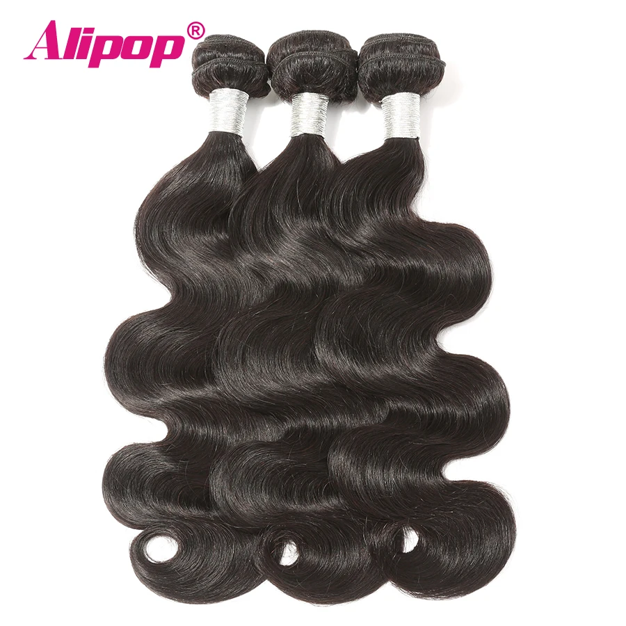 Body Wave Bundles With 360 Lace Closure Indian Human Hair Bundles with 360 Frontal Remy Human Hair 3 Bundles With Closure ALIPOP (2)
