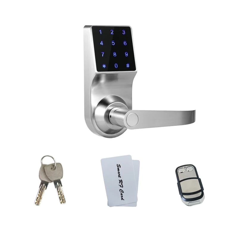 

Free Shipping Touch Keypad Code Password RFID Remote Unlock Access Spring Bolt Hide Key Smart Electronic Door Lock with Battery