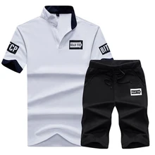 Футболки+ шорты Летняя хлопковая Повседневная футболка мужская с принтом букв спортивный костюм комплект Тонкий костюм мужской молодой студент мужчин Топ M-4XL