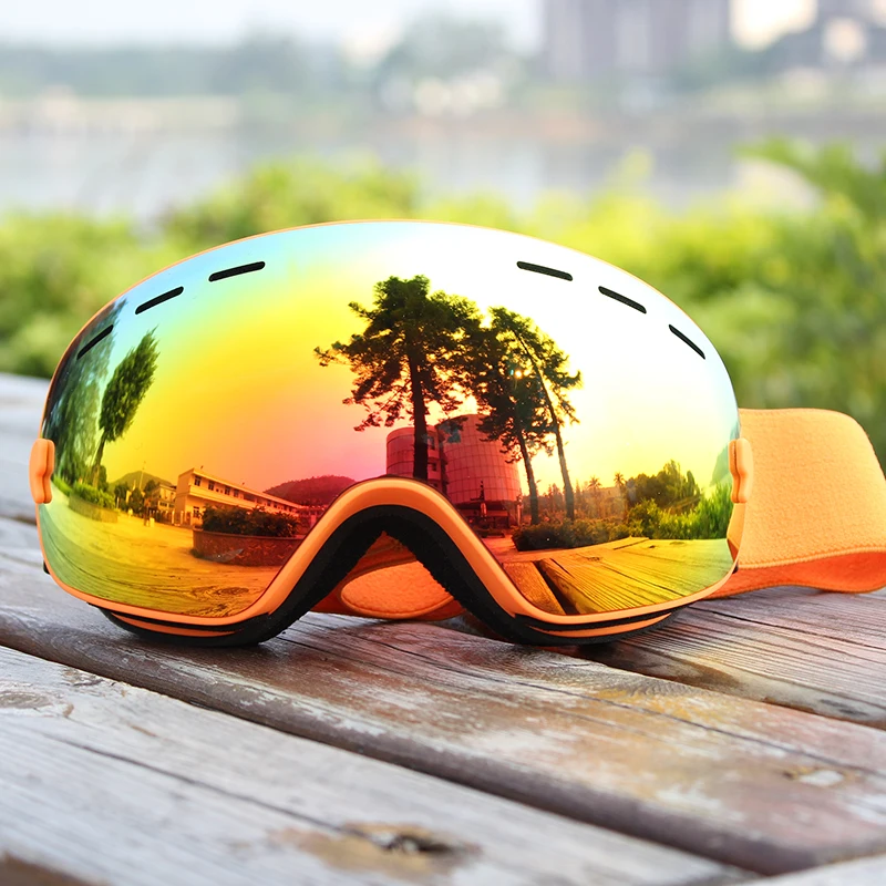 Зимние мужские и женские спортивные противотуманные лыжные очки, очки ...