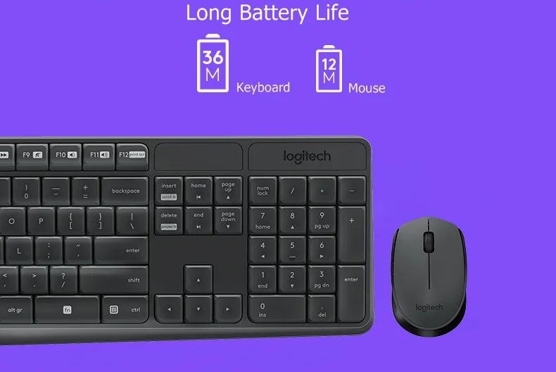 Беспроводная мультимедийная клавиатура и мышь logitech MK235 2,4 ГГц