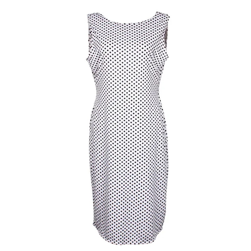 Women Summer  New Fashion O-Neck Polka Dot Dress body shapper Sexy Wedding  Sleeveless slim  Halter Pencil Dress#4M08 (17)