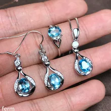 KJJEAXCMY бутик Драгоценности 925 серебро набор с натуральным топазом Кулон ожерелье кольцо набор с новым набором хризантемы