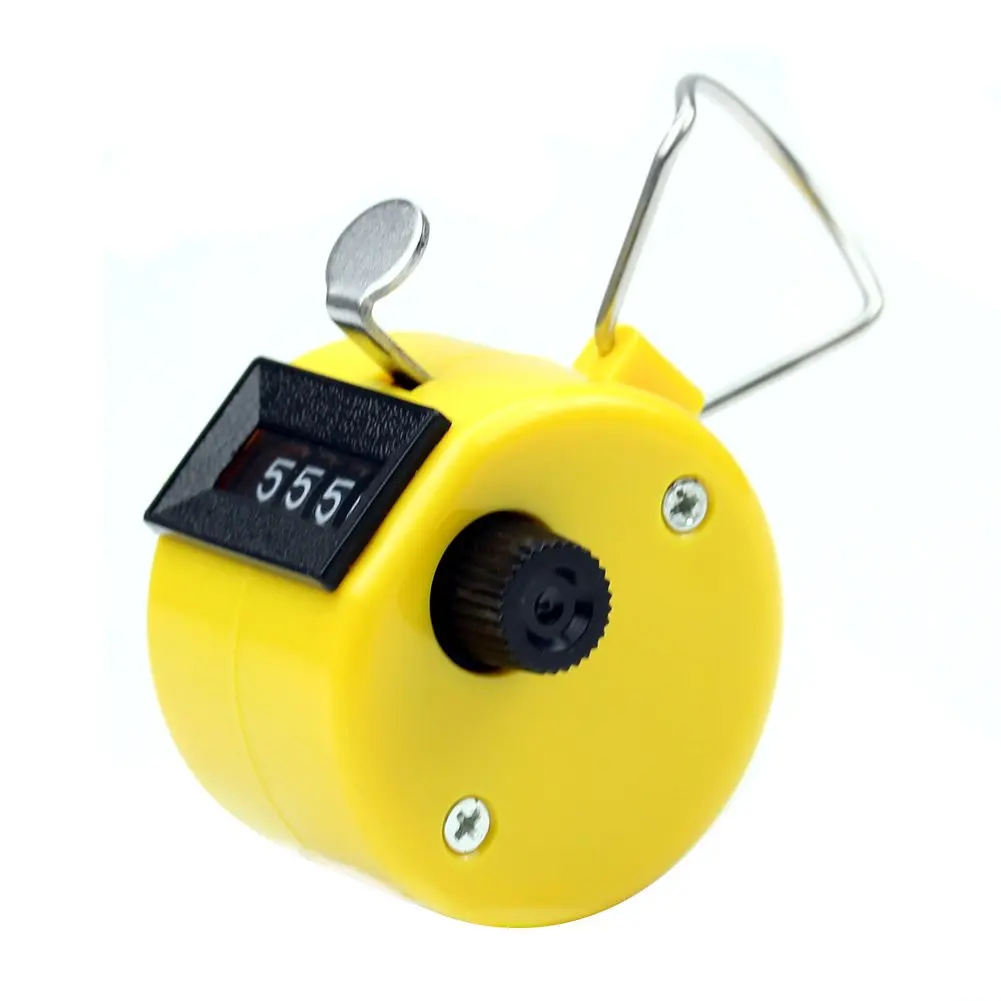Yellow Digital Hand Held Tally Clicker 4 Digit Number Clicker Counter