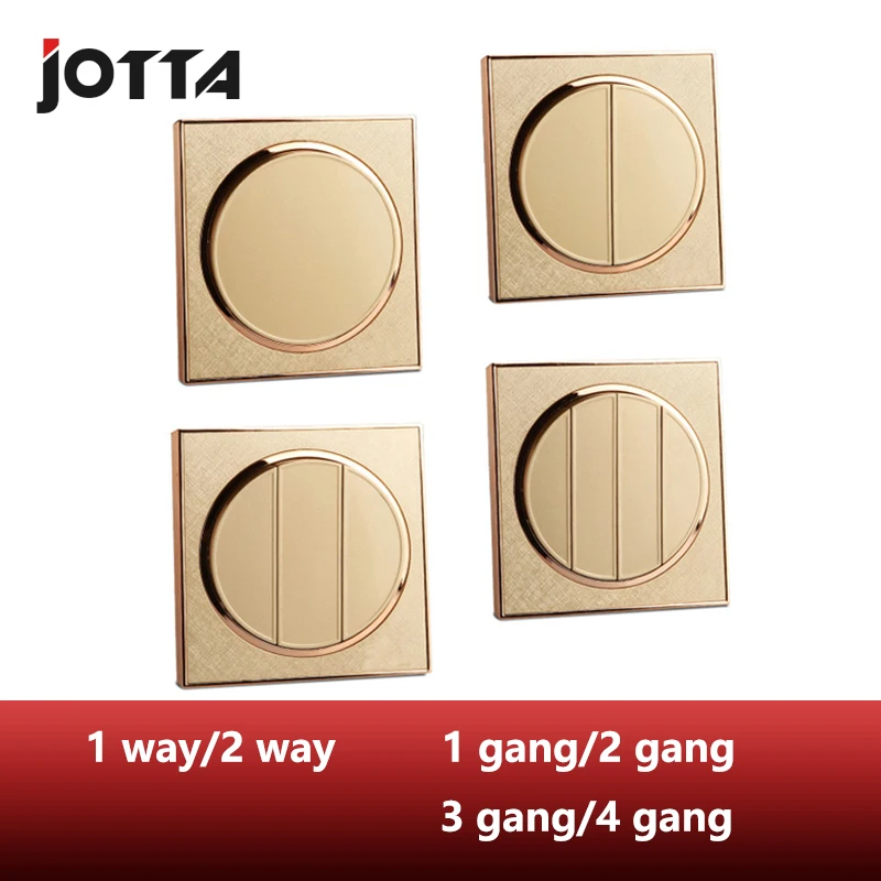 

Luxury Golden Wall Switch Panel, Light Switch Push Button Rocker Switch 10A, 220V