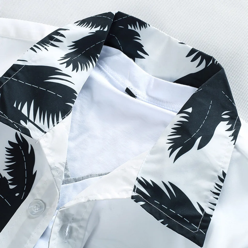 Для мужчин; новые летние Стиль Мужская мода блузка с принтом Повседневное короткий рукав тонкий Пляжные рубашки топы высокого качества