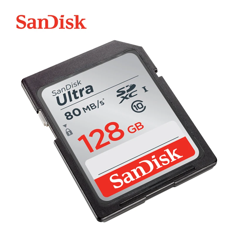 Двойной Флеш-накопитель SanDisk Ultra SD карта 16 Гб оперативной памяти, 32 Гб встроенной памяти SDHC 64 Гб 128 ГБ SDXC Class10 слот для карт памяти C10 записи видео в формате FULL HD 80 МБ/с. USH-1 для Камера