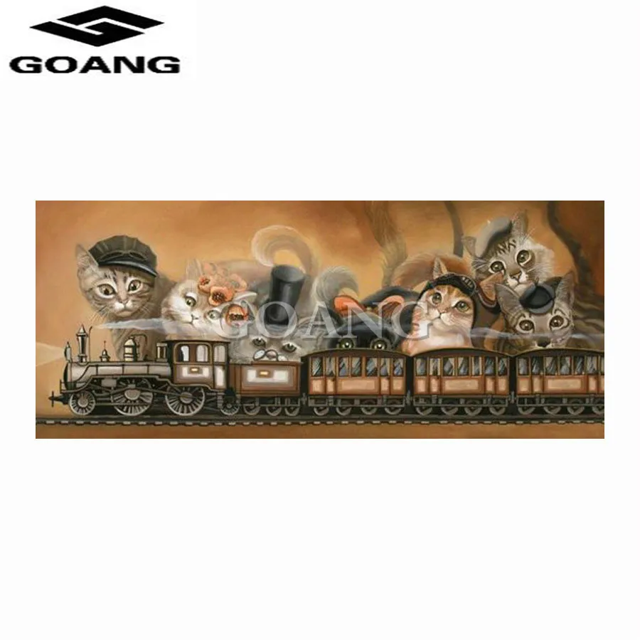 

GOANG cat and railway train 5D DIY Diamond Painting Full square Mosaic Rhinestone painting 3D cross stitch embroidery Stickers