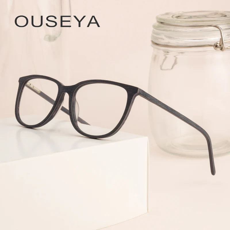 

Acetate Spectacle Frames Men Retro Wood Grain Thin Square Clear Myopia Classic Grade Male Vintage Glasses Frame#3309