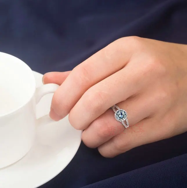 Solid Platinum PT950 Ring 2CT Brilliant Moissanite Engagement Ring lovely Birthday Jewelry Gift For Her Statement Finger Ring 6