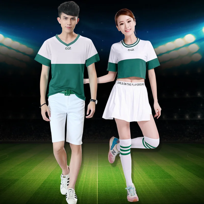 المدرسة الثانوية يهتف الموسيقية الغبطة المشجع ازياء الزي أعلى + التنانير النساء الرجال المشجع اللباس يهتف زي الكبار حزب