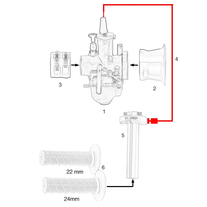 ZSDTRP мотоцикл PWK набор карбюраторов 21 24 26 28 30 32 34 мм с рукоятками дроссельной заслонки рукоятки ветер Кубок Резиновый переходник Скутер ATV