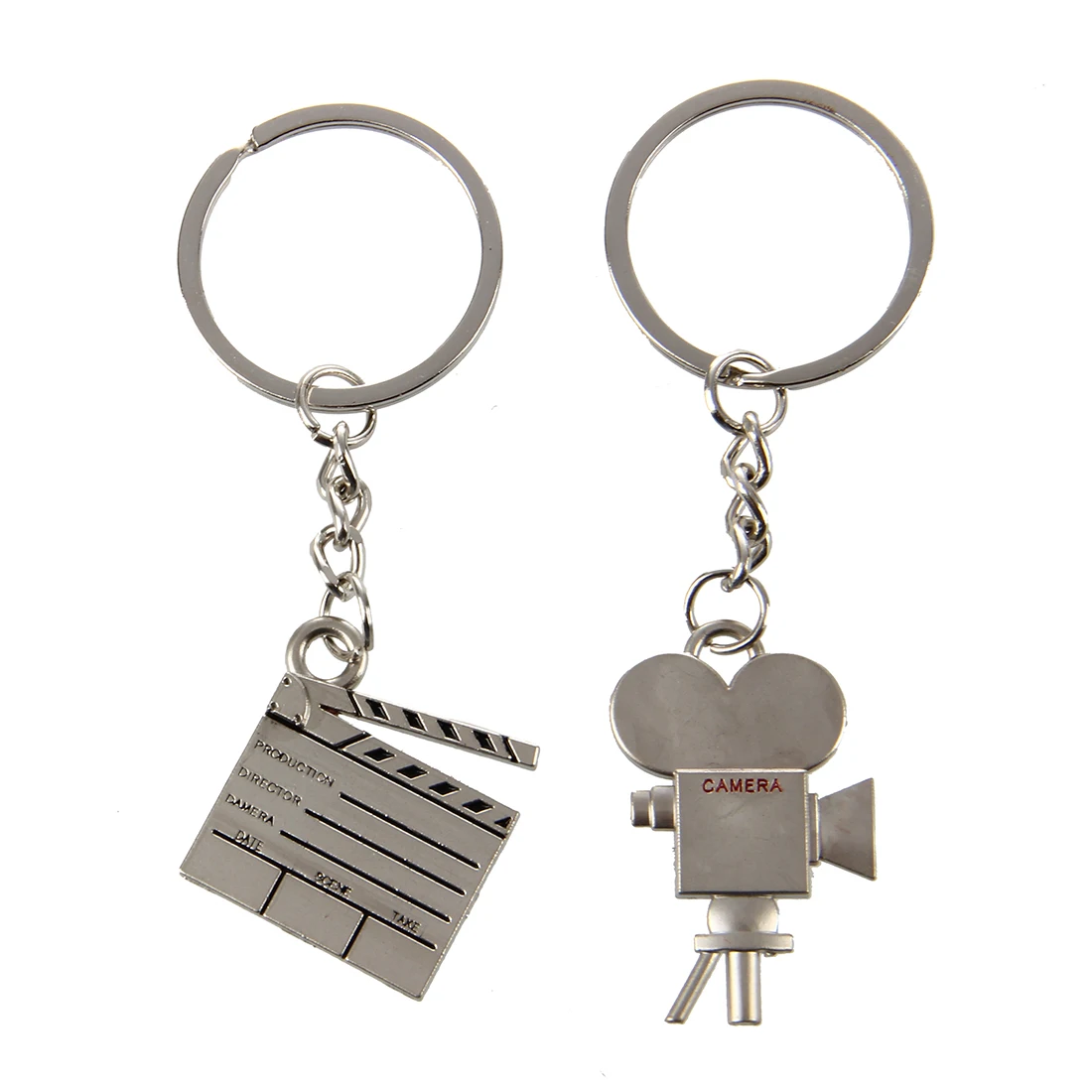 2pcs-key-chain-silver-tone-film-clipboard-camera-key-chain-ring-the