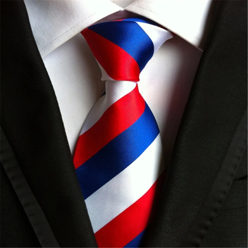 Новый Для мужчин классический синий красный, белый в полоску ткани жаккард Бизнес галстук Повседневное Средства ухода за кожей Шеи