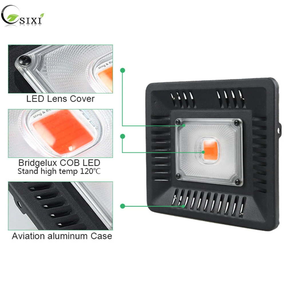 

COB Led Grow Light Full Spectrum 50W Waterproof IP67 for Vegetable Flower Indoor Hydroponic Greenhouse Plant Lighting Lamp