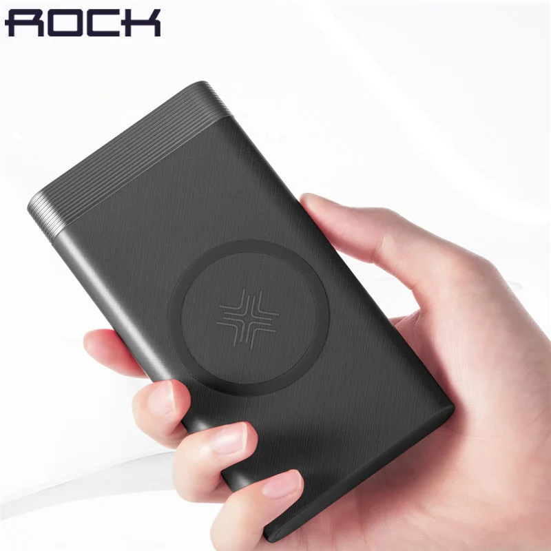 ROCK Portable 10000mAh Wireless Charging Powerbank External Battery Charger UltraSlim Power Bank for Samsung xiaomi for iphoneX ROCK Portable 10000mAh Wireless Charging Powerbank External Battery Charger UltraSlim Power Bank for Samsung xiaomi for iphoneX