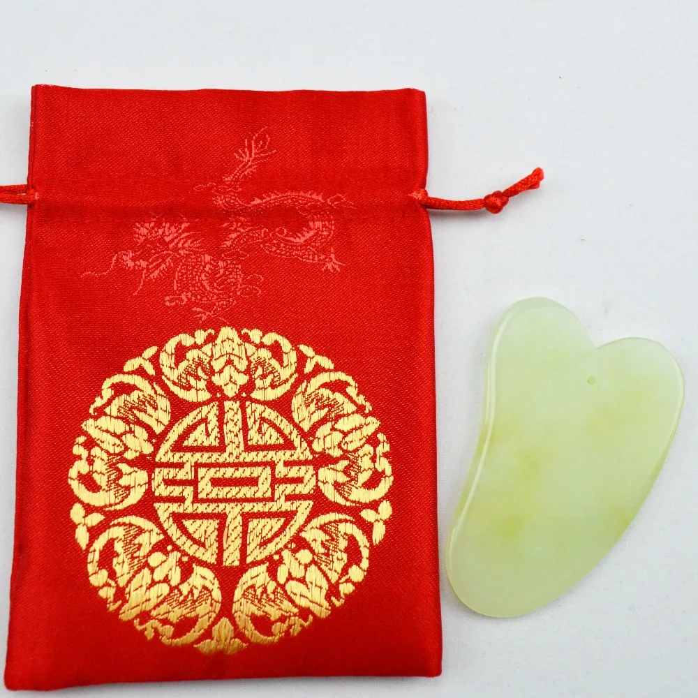 2 Pcs natural light green jade guasha board massage tool facial treatment scraping tool for body health care 2 Pcs natural light green jade guasha board massage tool facial treatment scraping tool for body health care