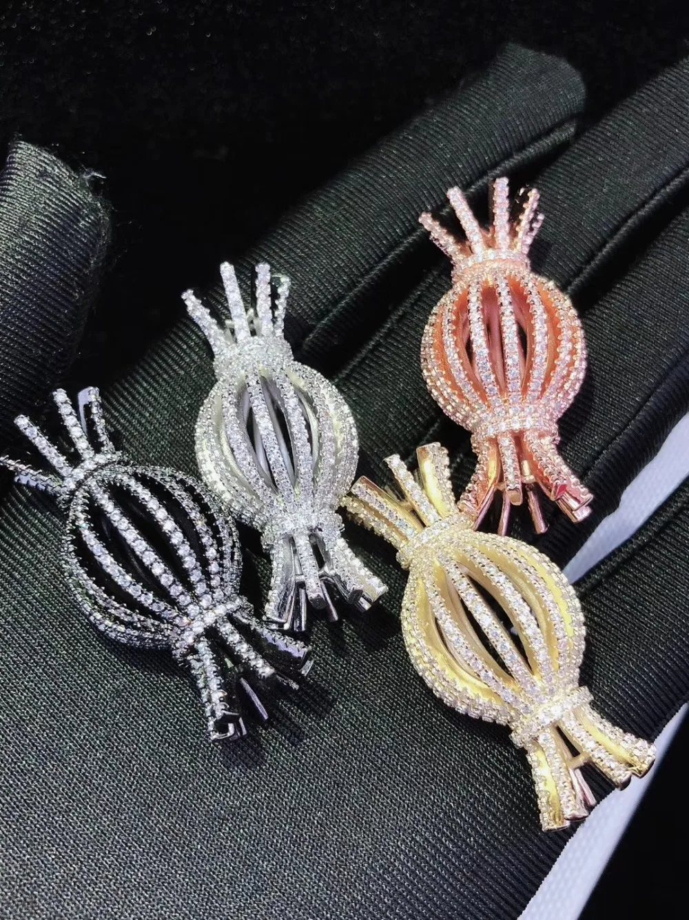 

Y474 Golden plated Paved CZ Cubic Zirconia Necklace Pendant Clasp Jewelry Connector DIY Fine Jewellery Making