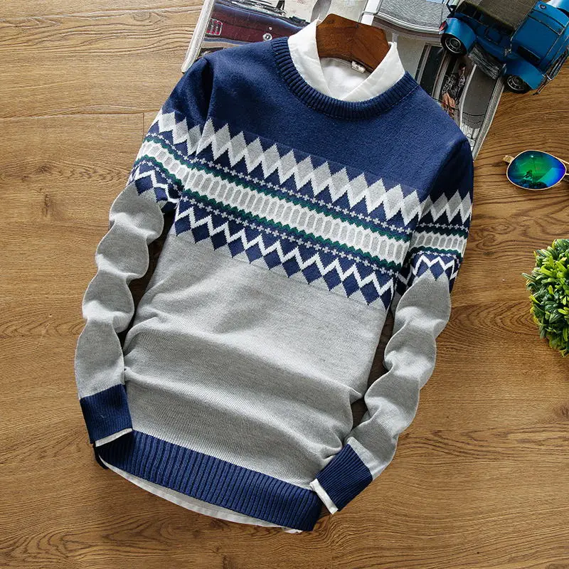 Брендовые Новые свитера мужские модные стильные осенне-зимние Лоскутные вязаные качественные пуловеры мужские повседневные мужские свитера XXXL