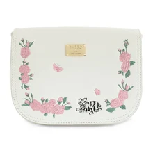 ENSSO Цветочная вышивка кошка бабочка маленькая пу животное печать Япония и корсс тела сумки через плечо сумки