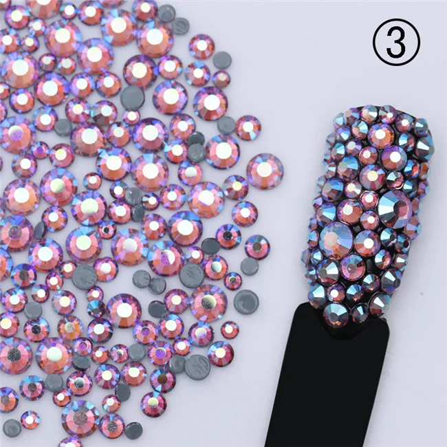 1 шт Стразы для ногтей с плоским дном для ногтей разноцветные многоразмерные маникюрные украшения для ногтей драгоценные камни - Цвет: 394123