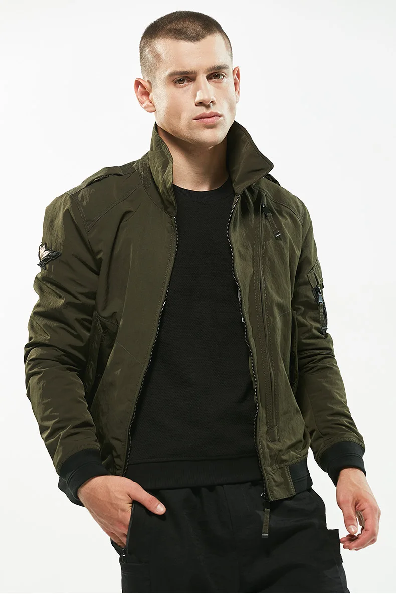 LEDINGSEN 2018 Autumn Army Green Pilot Bomber Jacket Men Casual Black ...