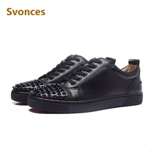 Zapatillas hombre Мужская обувь роскошные черные с заклепками на шнуровке модельная обувь удобные кожаные Туфли без каблуков брендовая Повседневная обувь Человек с низким верхом