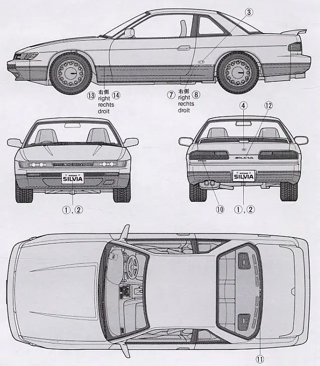 Сборка модели автомобиля 1:24 Nissan Silvia Roadster 24078f