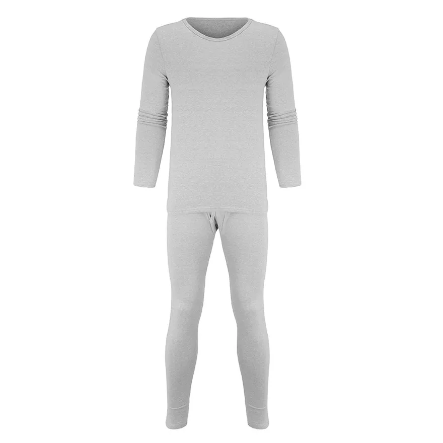 Solid Winter Thermal Underwear Men's Daily comfortable Suit Circular Collar Warm Clothing Set#0927 A#487