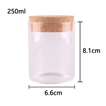 

250ml Home Kitchen Food Candy Nuts Grain Glass Storage Bottle Terrarium Jar with Cork Stopper