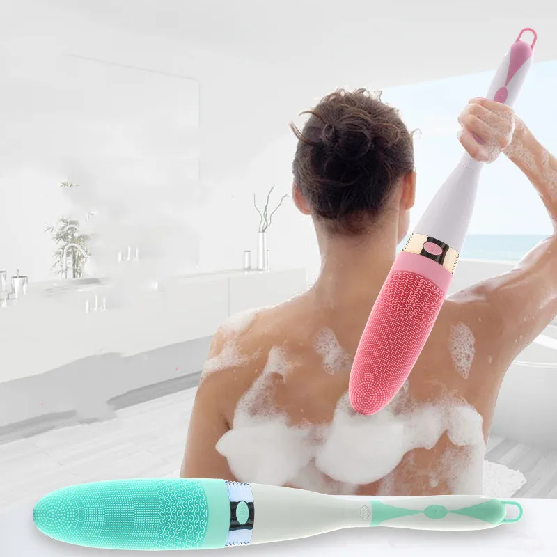 New Electric Silicone Bath Brush Household Massage Brush Rubbing Back Brush Multifunctional Long Handle Bath Apparatus