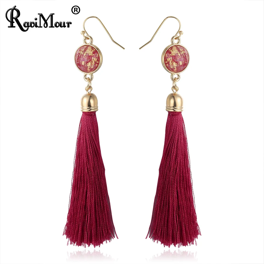 

RAVIMOUR Cheaper Acrylic Cotton Tassel Earring for Women Fashion Jewelry Vintage Korean Long Fringed Dangle Earing Dropshipping
